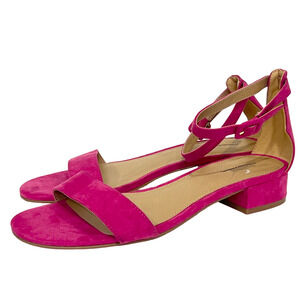NEW LOFT ANN TAYLOR PINK ANKLE STRAP BLOCK SANDALS HEELS SHOES SIZE 7